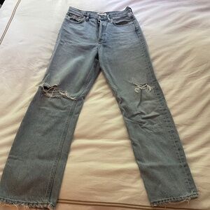 Agolde Wide Leg Distressed Jeans